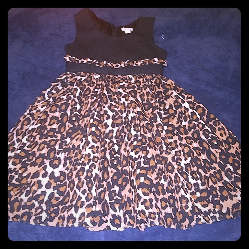 NWT...Girls leopard strapless dress